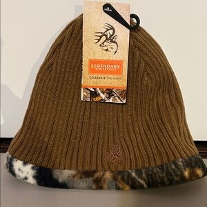 Legendary Whitetails Tan Beanie with Camo Trim